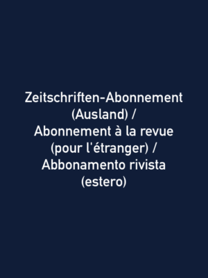 Abonnement à la revue (pour l'étranger)