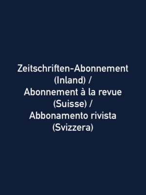 Abonnement à la revue (pour la Suisse)